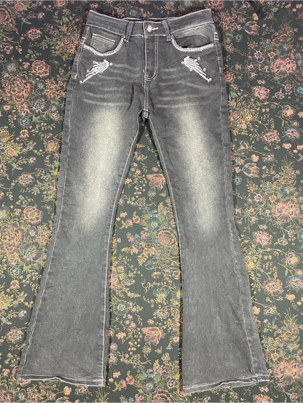 SKY Flare Jeans in Faded Black Size 7